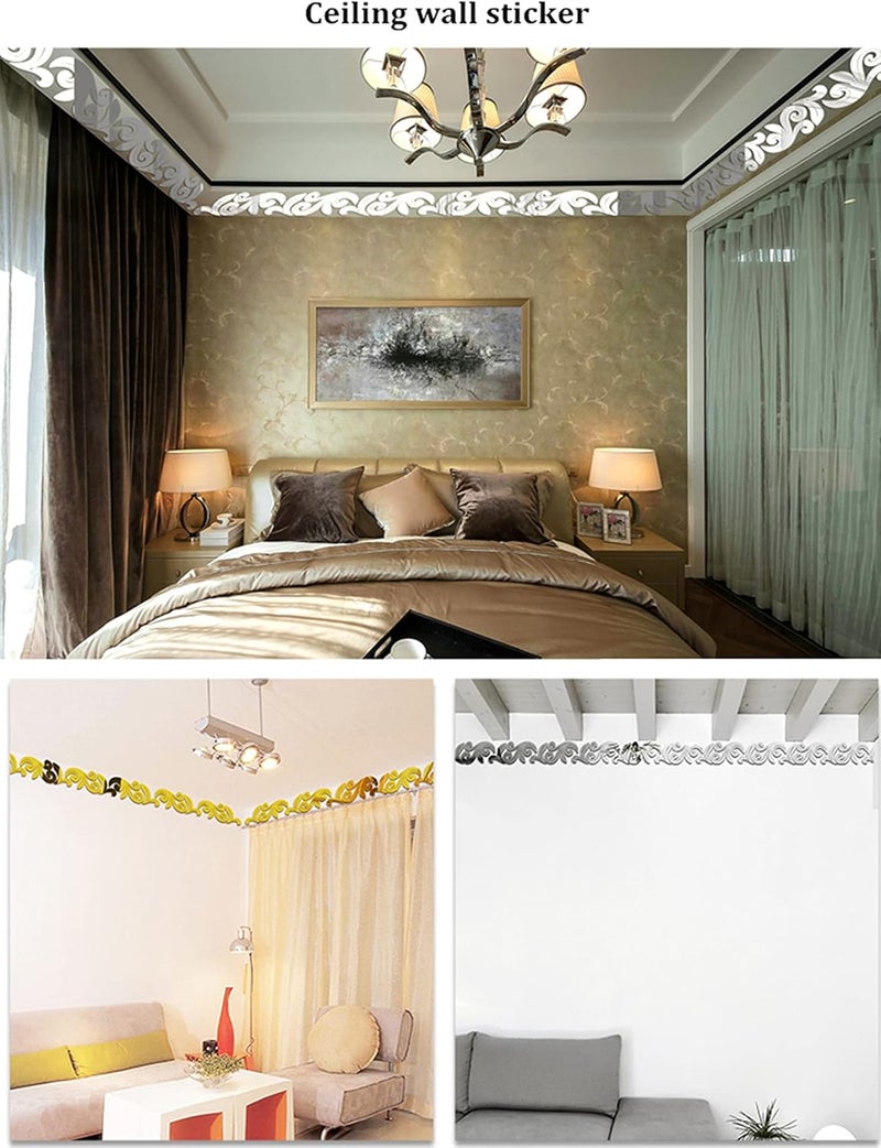 MEYA Set of 10 DIY Mirrored Wall Sticker3D Acrylic Mirror Decal for The Ceiling Baseboard Waist Pattern Decorative Ceiling Borders - Image 3