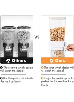 Arabest Cereal Dispenser Countertop, Large Capacity Rice Dispenser Cereal Container Storage, Not Easy to Crush Food, Dry Food Dispenser for Rice, Candy & Snack (5500ml) (White)  - Image 5