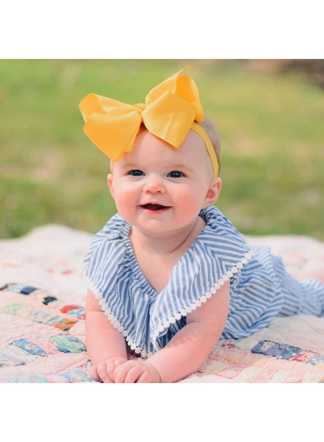 WillingTee WillingTee 6 Inch 30 Colors Boutique Grosgrain Ribbon Hair Big Bows Headbands for Baby Girls Infants Toddler Kids Teens and Children  - Image 5