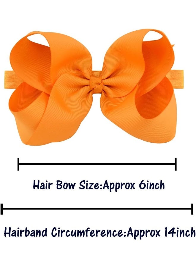 WillingTee 6 Inch 30 Colors Boutique Grosgrain Ribbon Hair Big Bows Headbands for Baby Girls Infants Toddler Kids Teens and Children - Image 3