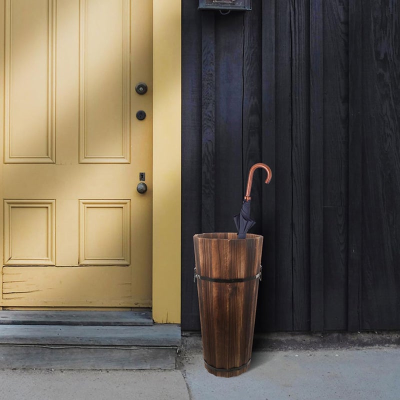 PRETYZOOM Sturdy Wooden Umbrella Holder Tall Umbrella Stand Umbrella Storage Bucket - Image 3