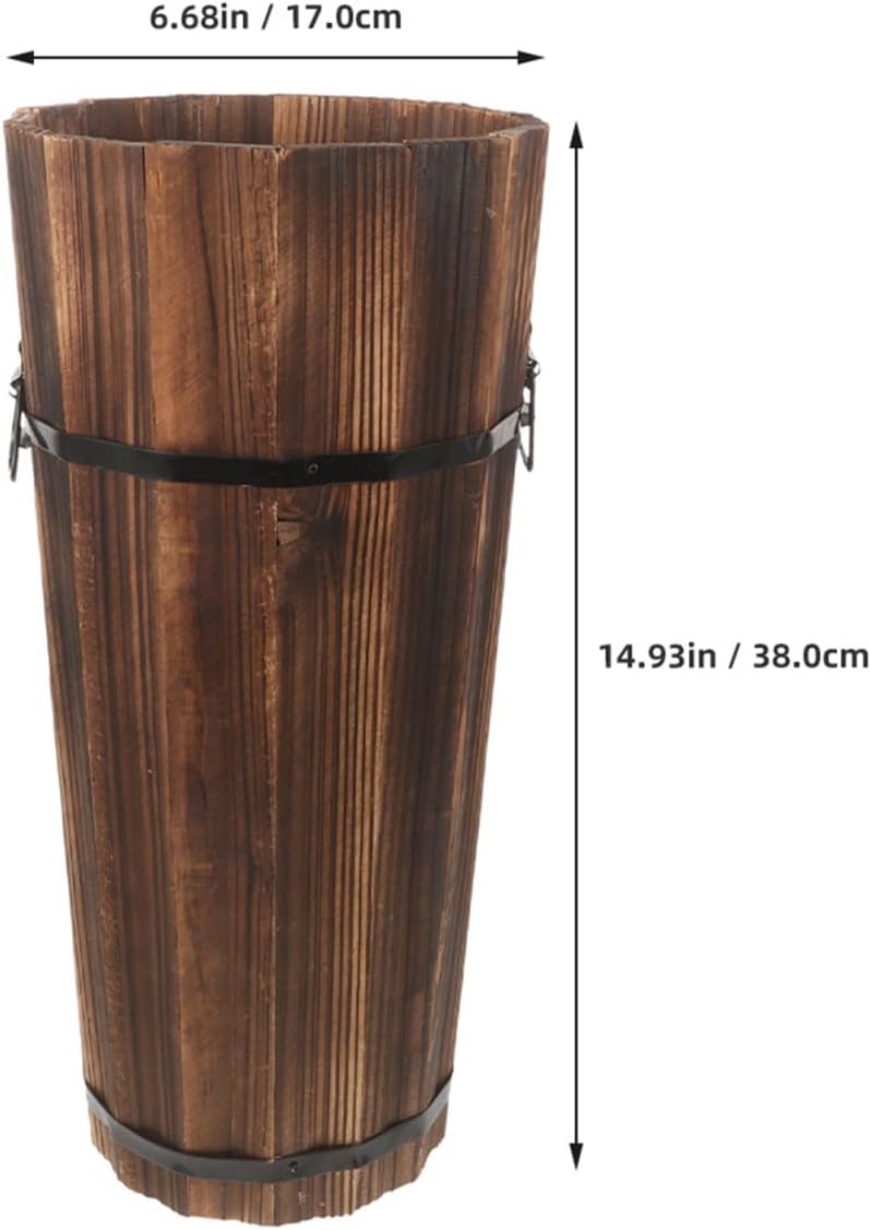 PRETYZOOM Sturdy Wooden Umbrella Holder Tall Umbrella Stand Umbrella Storage Bucket - Image 2