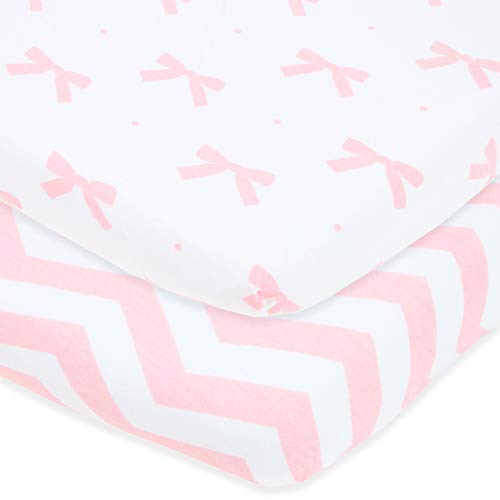 Travel Crib Fitted Sheets Compatible With Guava Lotus Baby Bjorn Dream on Me Travel Crib Light Playard  Fits Perfectly on 24 x 42 Mattress Without Bunching Up  Snuggly Soft Jersey Cotton  2 Pack