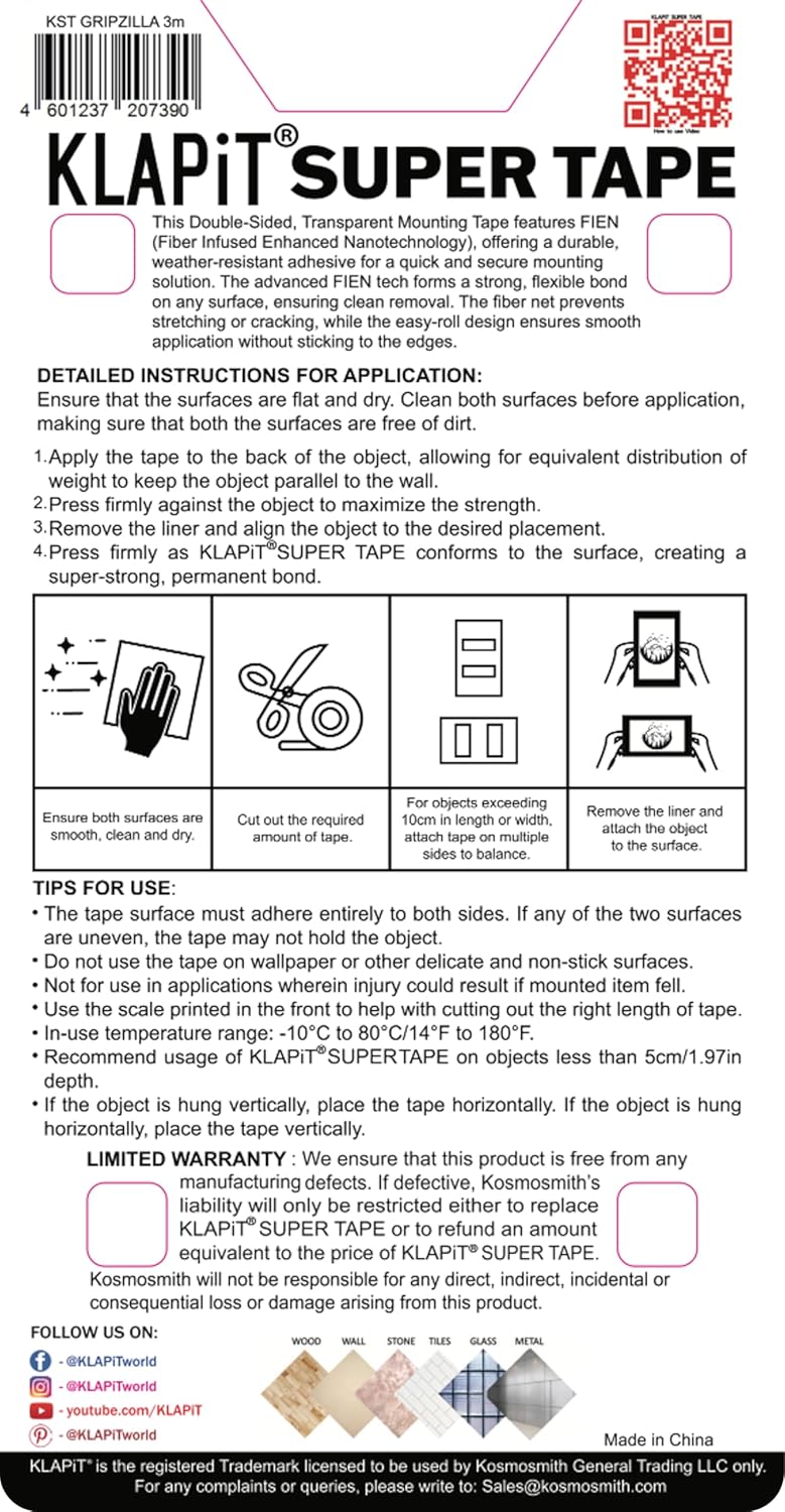 KLAPiT Gripzilla Heavy Duty Double-Sided Nano Tape - Image 4