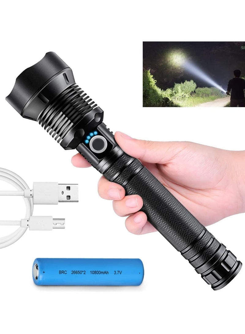 Super Bright Rechargeable LED Flashlight XHP70.2, Parallel Battery, Zoomable and IPX5 Waterproof - Image 1