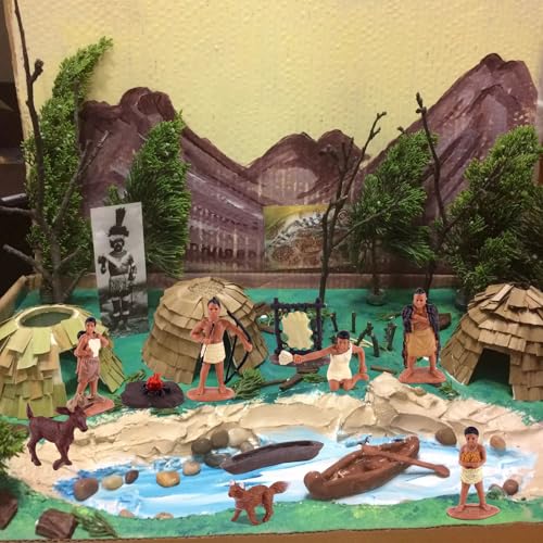 LEBERY Native American Figurines Set Miniture Indian Figure Toys Indian Figurines for Kids Indian Figures Playset Includes Camp Fire Deer Bear Fox for Birthday Decoration School Projects 12 Pcs - Image 5