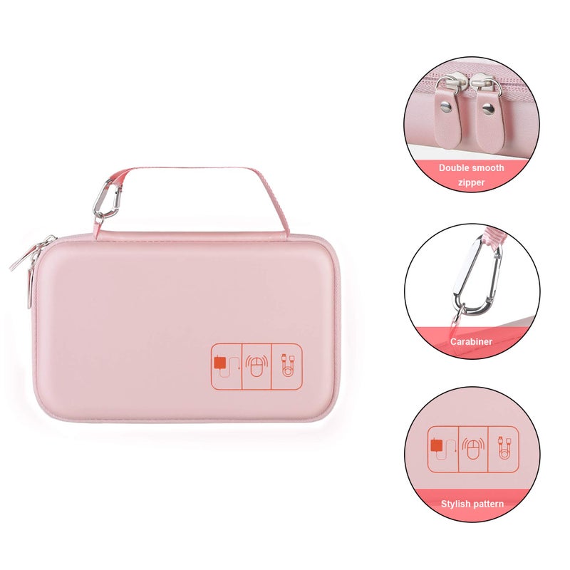 Canboc Hard Electronic Organizer Travel Case Electronics Accessories Cable Gadget Wire Storage Tech Bag Double Layer Shockproof Box for Charger Cord Flash Drive Mouse Apple Pencil Power Bank,Rose Gold - Image 4