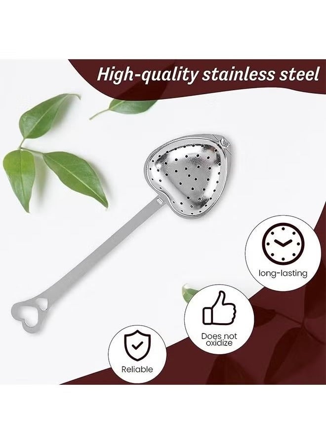 6 Pcs Heart Shape Tea Strainers, Stainless Steel Reusable Interval Diffuser, Tea Infusers Loose Tea Strainer (Silver)  - Image 3