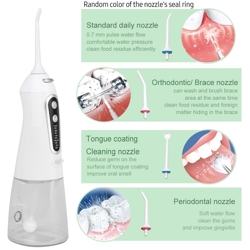 Portable Water Flosser with 8oz Tank 5 Cleaning Modes IPX7 Waterproof Cordless Rechargeable Oral Irrigator Electric Teeth Cleaner with 6 Jet Tips Dental Oral Caring for Home Business Travel - Image 5