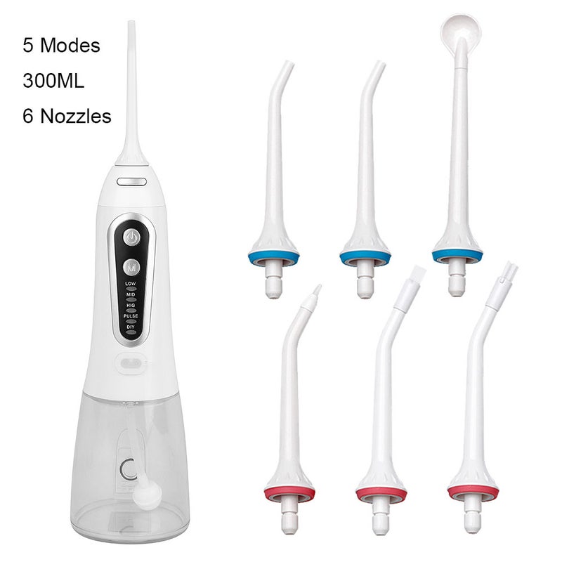 Portable Water Flosser with 8oz Tank 5 Cleaning Modes IPX7 Waterproof Cordless Rechargeable Oral Irrigator Electric Teeth Cleaner with 6 Jet Tips Dental Oral Caring for Home Business Travel - Image 4