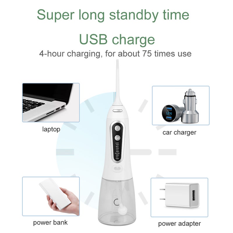 Portable Water Flosser with 8oz Tank 5 Cleaning Modes IPX7 Waterproof Cordless Rechargeable Oral Irrigator Electric Teeth Cleaner with 6 Jet Tips Dental Oral Caring for Home Business Travel - Image 3