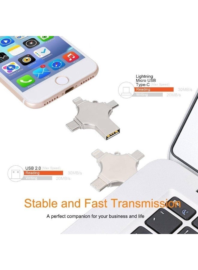 ELTRAZONE 256GB 4 in 1 OTG Flash Drive USB A USB C Micro USB and iPhone Connector - Image 3