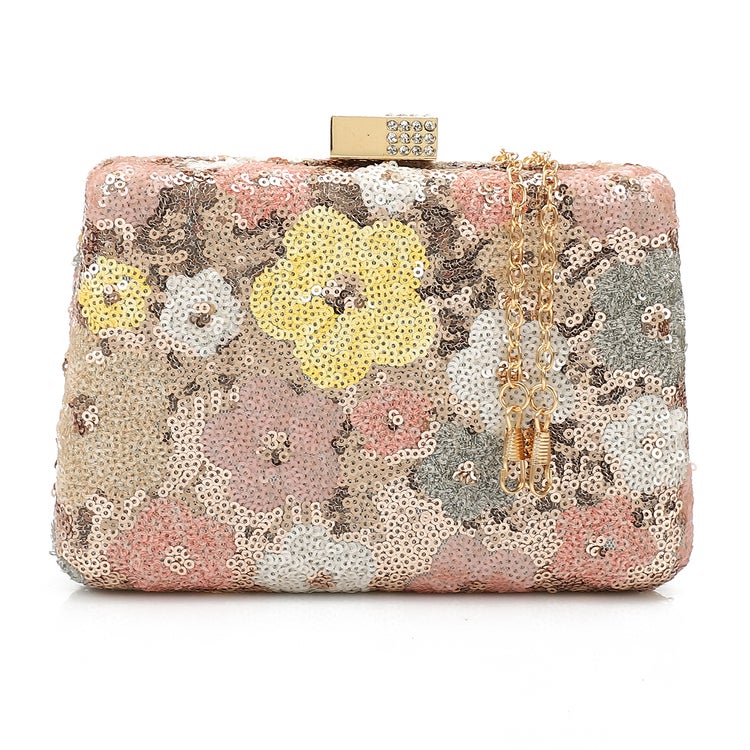 Mr.joe Mr Joe Pink Floral Sequin Evening Clutch Bag -4158 - Image 1