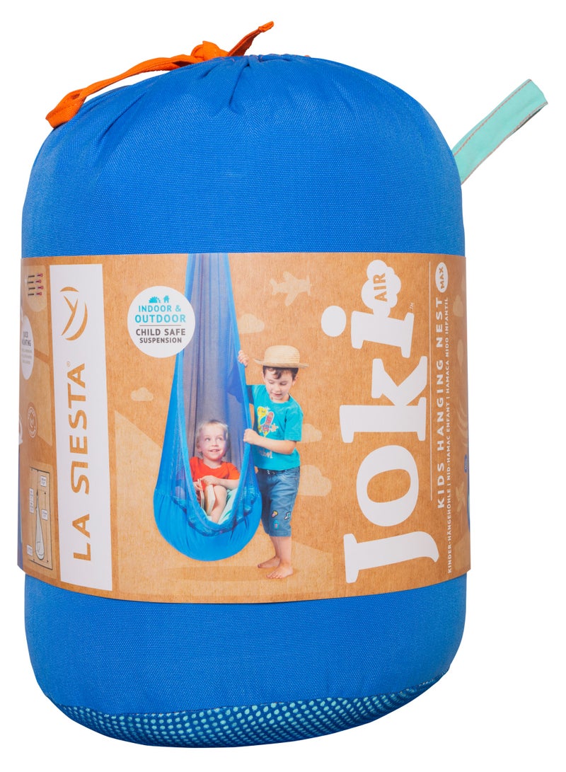 LA SIESTA Joki Indoor & Outdoor Kids Hanging Nest with Suspension Kit | Padded Edges | Clever SmartSwivel | Patented MultiSpot | 50% polyester, 50% polypropylene | pillow: 100% polyester | Blue - Image 3