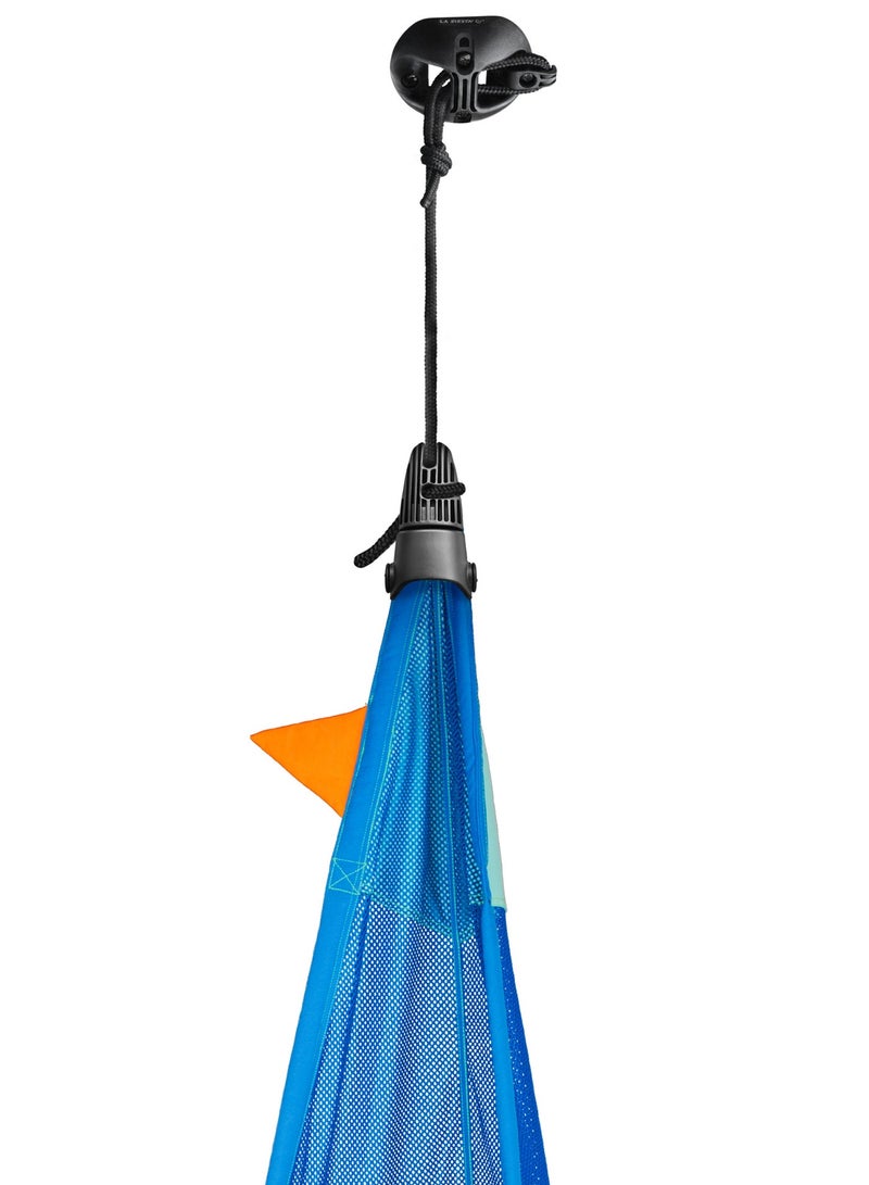 LA SIESTA Joki Indoor & Outdoor Kids Hanging Nest with Suspension Kit | Padded Edges | Clever SmartSwivel | Patented MultiSpot | 50% polyester, 50% polypropylene | pillow: 100% polyester | Blue - Image 1