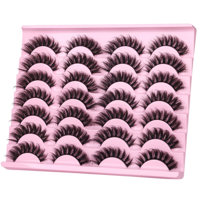 zanlufly False Eyelashes Russian Strip lashes zanlufly Cat Eye Eyelashes Faux Mink Lashes D-Curly Volume Fake Lashes Look Like Extension Eyelashes Long Strip Wispy 14 Pairs Lashes - Image 4