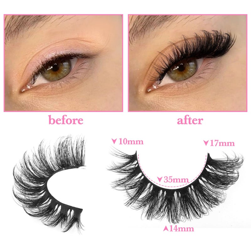 zanlufly False Eyelashes Russian Strip lashes zanlufly Cat Eye Eyelashes Faux Mink Lashes D-Curly Volume Fake Lashes Look Like Extension Eyelashes Long Strip Wispy 14 Pairs Lashes - Image 3