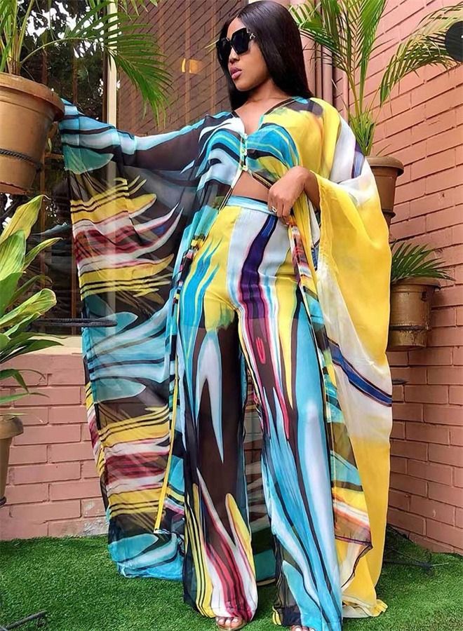 Loquat Chiffon Cardigan Dress Two-Piece Set  - Image 1
