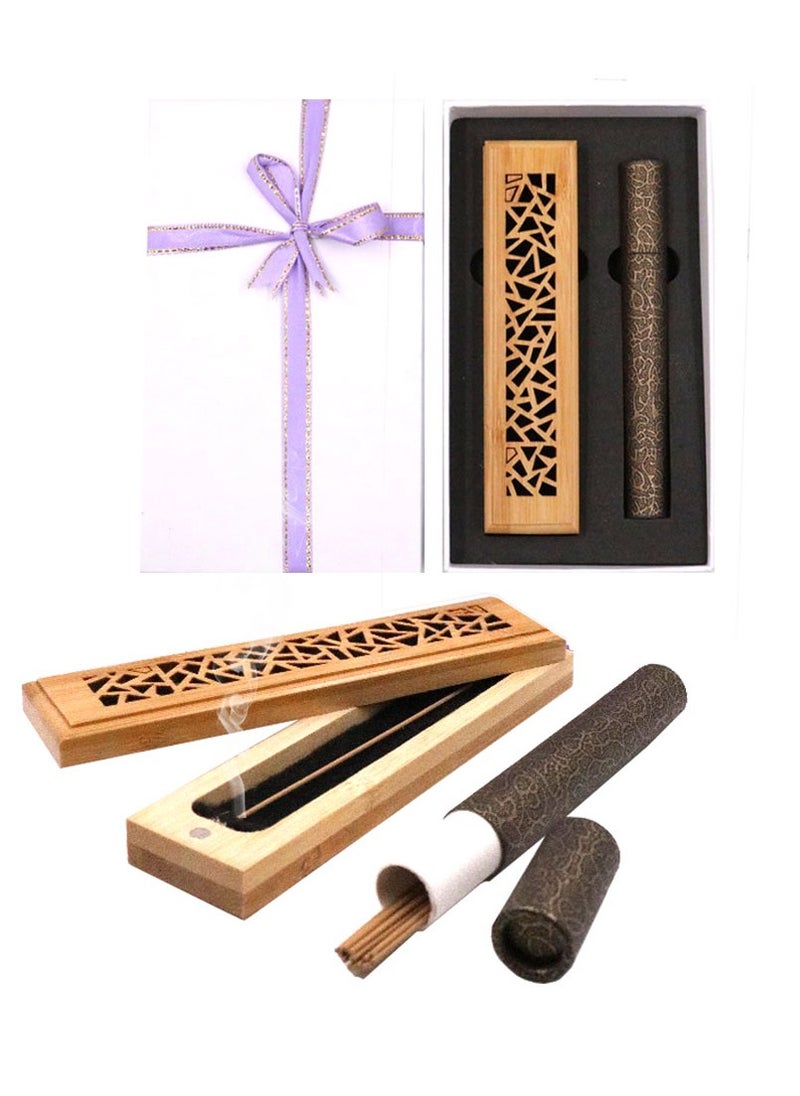 Bakhoor BoSidin Bakhoor BoSidin – Wooden Incense Burner with Cambodian Oud Sticks 20pcs in White Gift Box  - Image 1