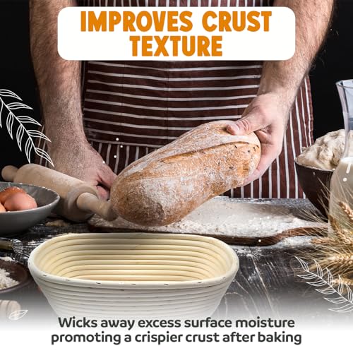 Vollum Banneton Bread Proofing Basket & Liner – 0.5 lb – 13.5" x 4" x 2.5" Baguette Brotform – Handmade Rustic Sourdough Bread Baking Supplies, Banneton Basket, Sour Dough Tools, Gifts for Bakers - Image 5