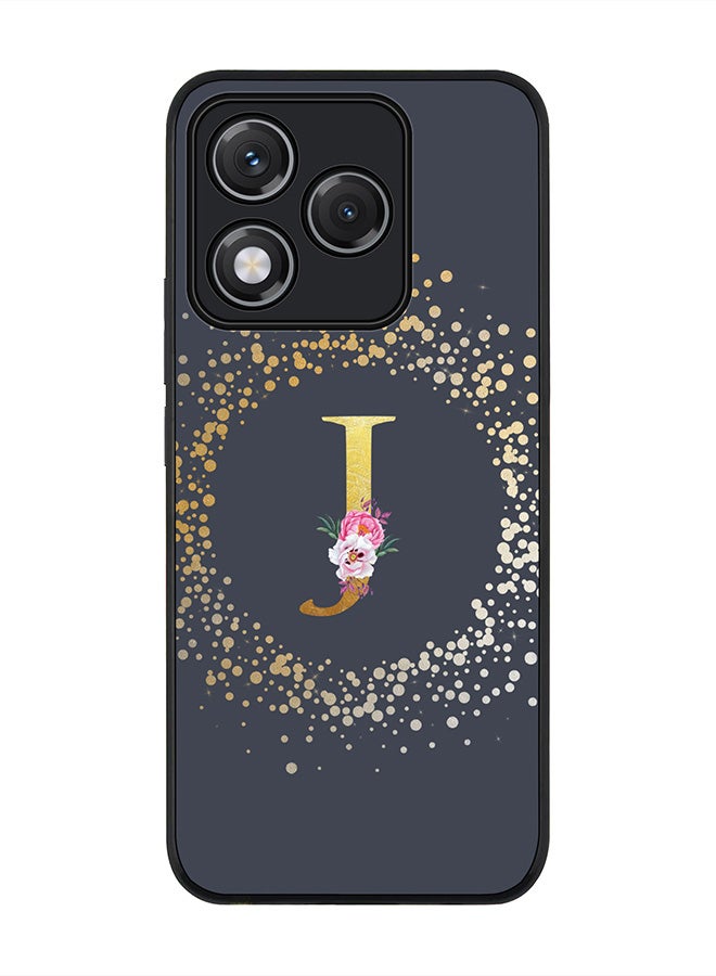 Stylizedd For Honor 400 Lite Case,Slim fit Camera Protection, Shockproof Thin Phone cover  - Custom Monogram Floral - J  (Grey )