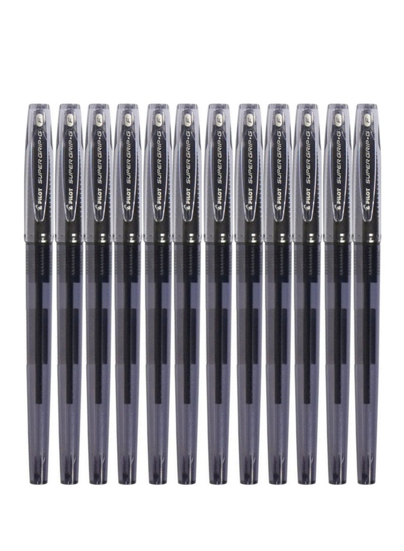 PILOT 12-Piece Supergrip Ballpoint Pen Fine Tip Black Ink - Image 1