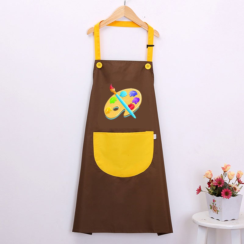 Kids Art Smock with Custom Logo Curry yellow pocket 
