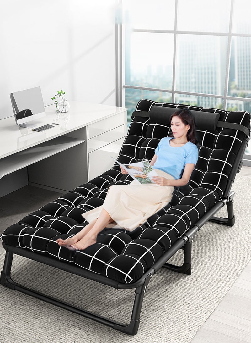 Sharpdo Outdoor Camping Home Office Single Crystal Velvet Cushion Folding Bed, Suitable for Camping, Beach, and Outdoor Activities 190*75*30CM - Image 2