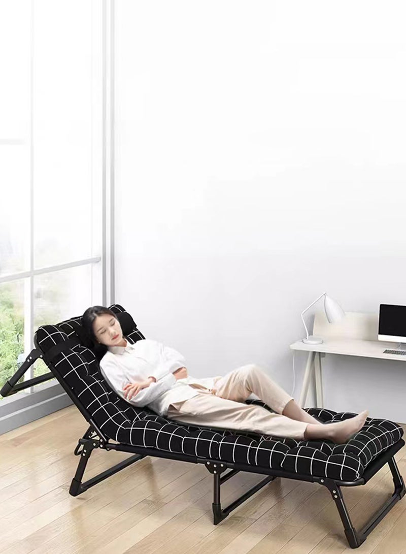 Sharpdo Outdoor Camping Home Office Single Crystal Velvet Cushion Folding Bed, Suitable for Camping, Beach, and Outdoor Activities 190*75*30CM - Image 3