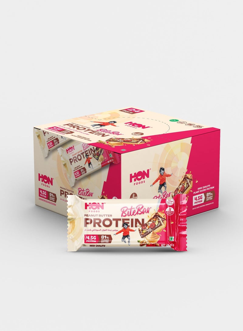 HON FOODS HON Peanut Butter Protein Bar (Pack of 24) Plant Protein Tasty Protein Bars, Gluten Free Snacks, High Fiber, No Artificial Preservatives, No Artificial Colors, No Artificial Flavours - Image 1