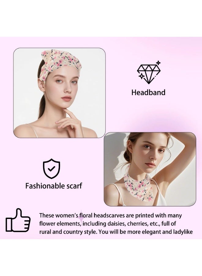 مجموعة من 6 قطع من عصابات الرأس المزينة بالزهور - أوشحة شعر بوهيمية عتيقة للنساء، مستوحاة من طراز عصر النهضة وأسلوب الكوخ الريفي، إكسسوارات شعر مرنة للاستخدام اليومي والحفلات - Image 5