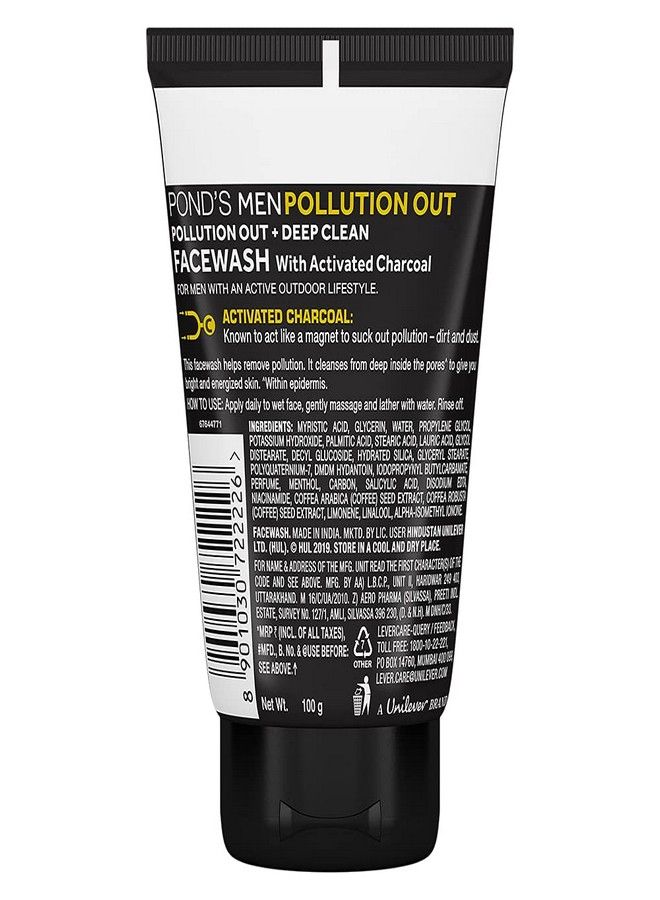 Pond's Pond's Men Pollution Out Activated Charcoal Deep Clean Facewash, 100 g - Image 2