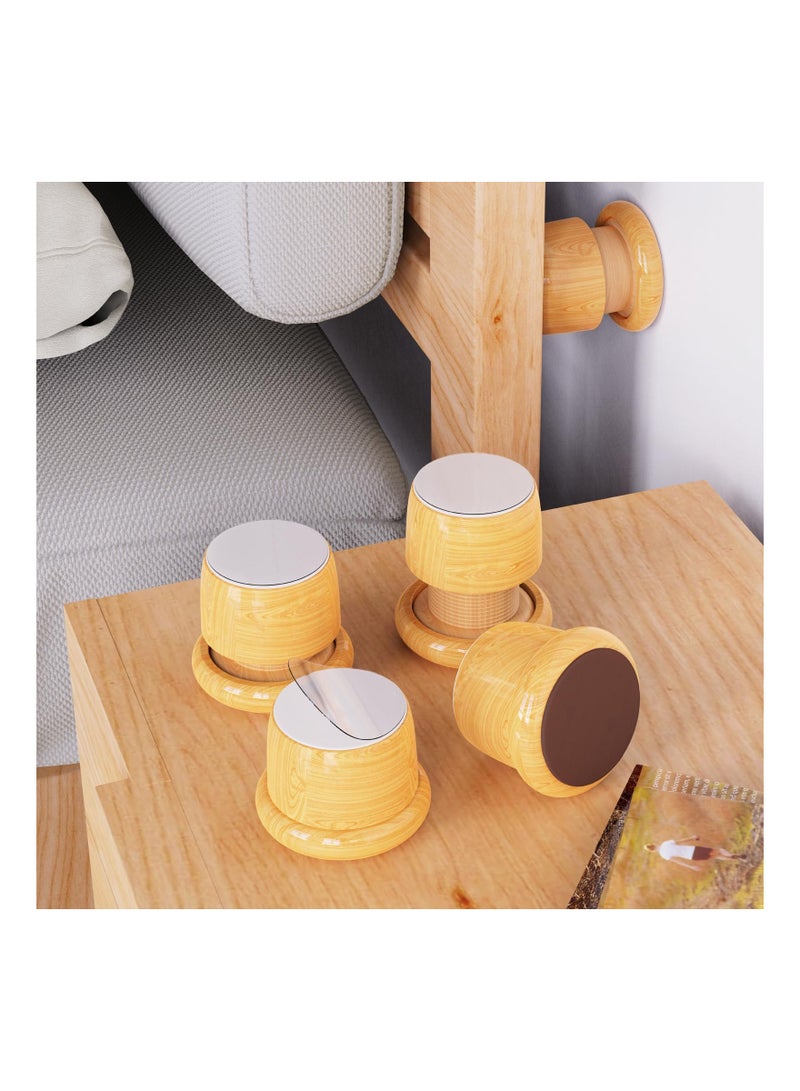 SOLARAE Wood Adjustable Furniture Bed Risers, 2.16-2.71 Inch Self-Adhesive Durable Anti Slip Round Couch Risers for Bed, Washing Machine, Sofa, Desk and Chair Legs, 4Pcs - Image 1