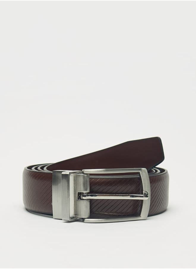 LBL by Shoexpress Men's Textured Reversible Belt with Pin Buckle Closure  - Image 3