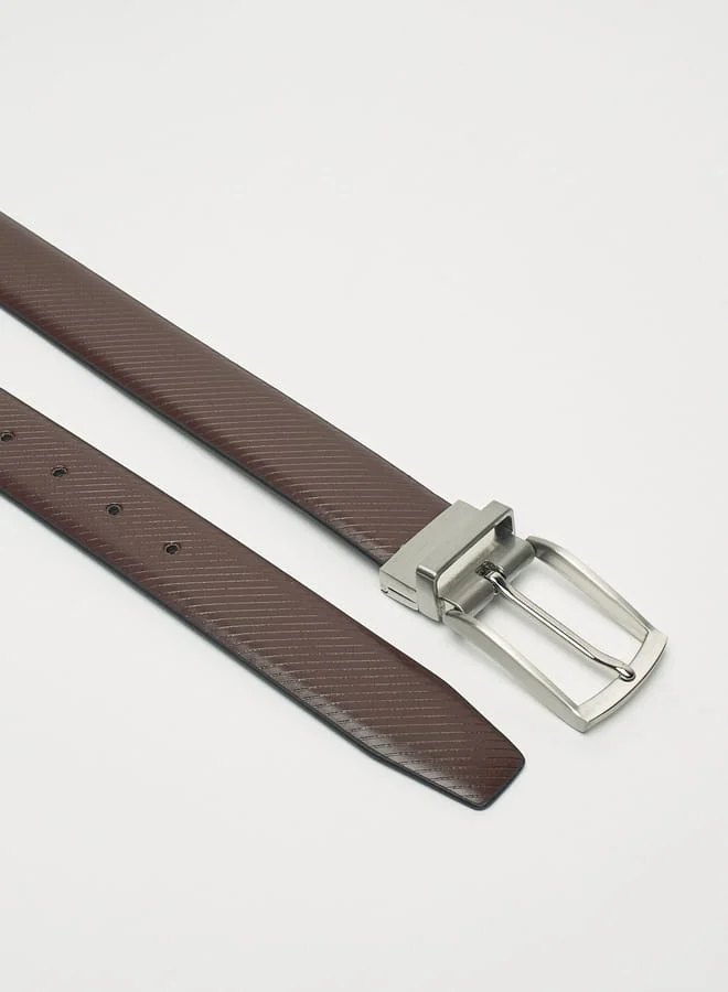 LBL by Shoexpress Men's Textured Reversible Belt with Pin Buckle Closure