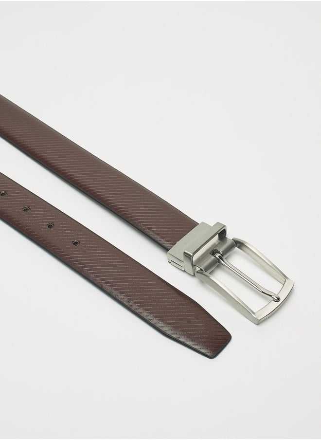 LBL by Shoexpress Men's Textured Reversible Belt with Pin Buckle Closure  - Image 4