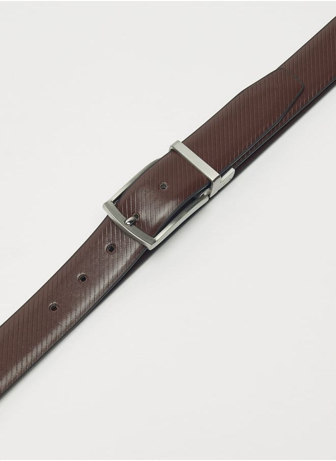 LBL by Shoexpress Men's Textured Reversible Belt with Pin Buckle Closure  - Image 2