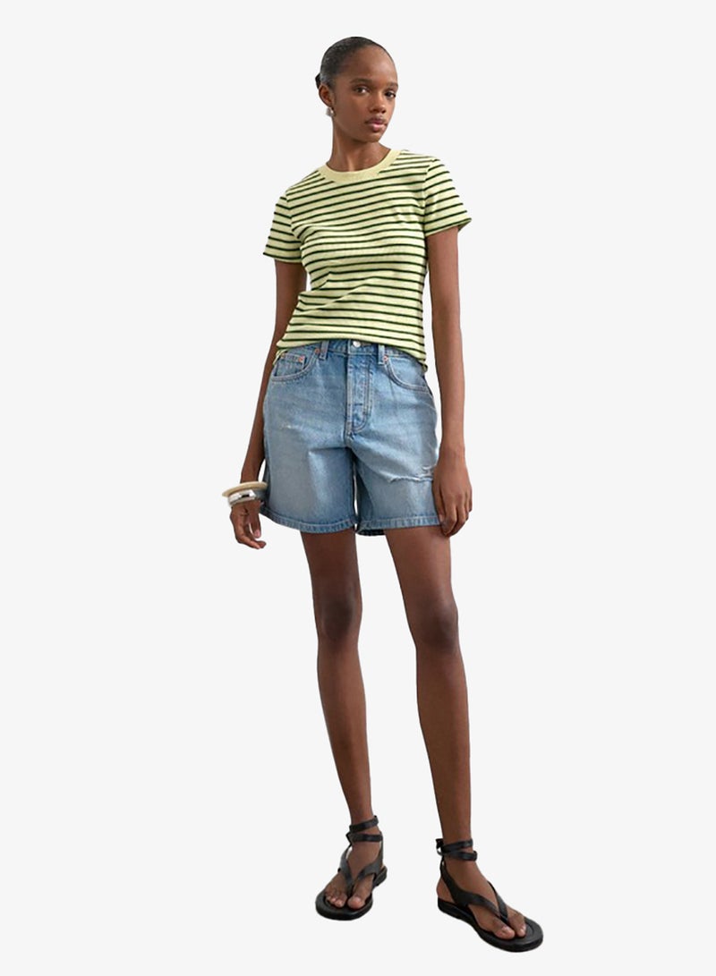 TOPSHOP Casual Short Sleeve Stripe Ribbed T-Shirt - Image 4