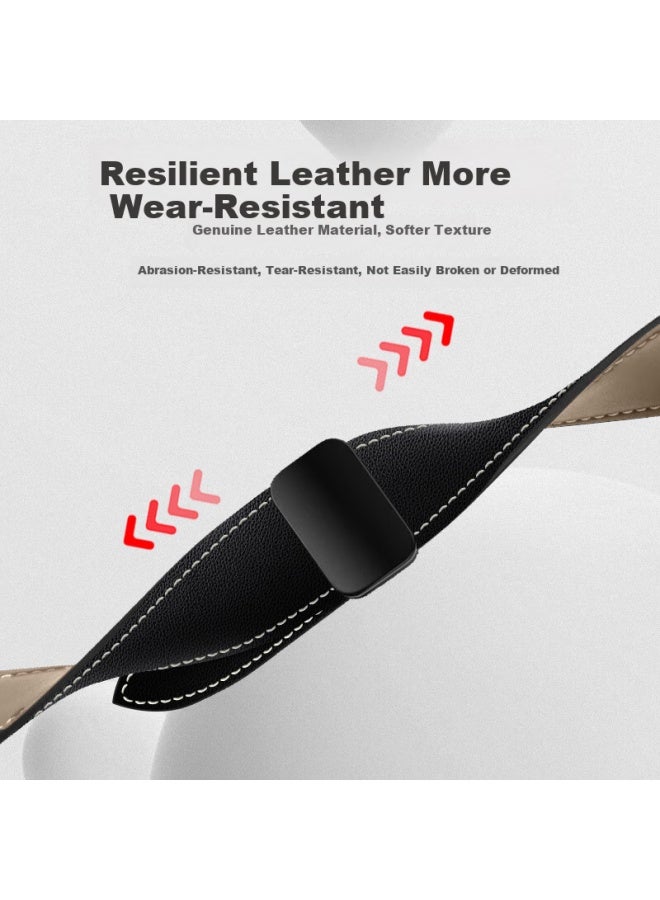 Freeson Genuine Leather Magnetic Watch Band For Honor Watch Gs4, Compatible With Gs Pro/gs3/gs3i/magic2/1/4/4pro 22mm Interface, Black - Image 3