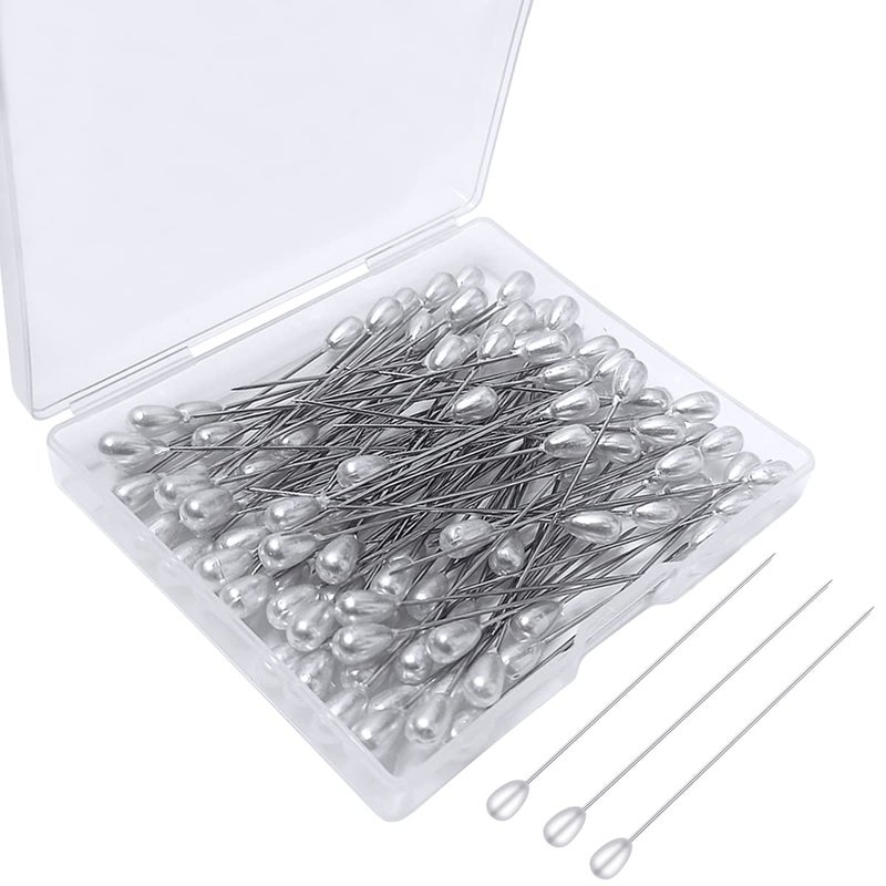 100 Pcs Corsage Pins Teardrop Pearl Pins Sewing Wedding Bouguet Pins for DIY Jewelry Making Sewing Wedding Flower Decorations2 Inch