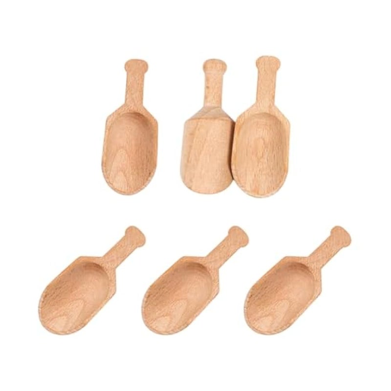 ccHuDE 6 Pcs Mini Wooden Scoops Small Bath Salts Spoon Candy Spoon for Spices Tea Coffee Beans - Image 1