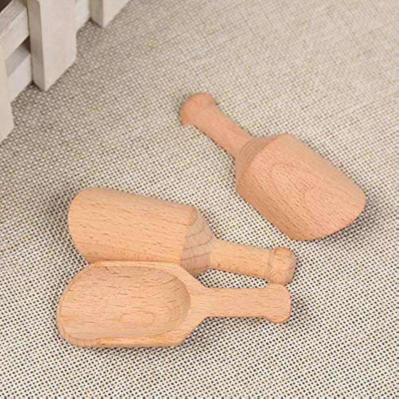 ccHuDE 6 Pcs Mini Wooden Scoops Small Bath Salts Spoon Candy Spoon for Spices Tea Coffee Beans - Image 4