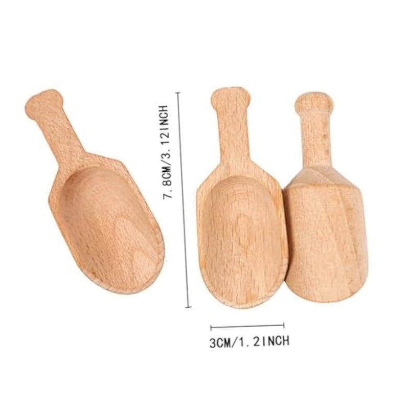 ccHuDE 6 Pcs Mini Wooden Scoops Small Bath Salts Spoon Candy Spoon for Spices Tea Coffee Beans - Image 2