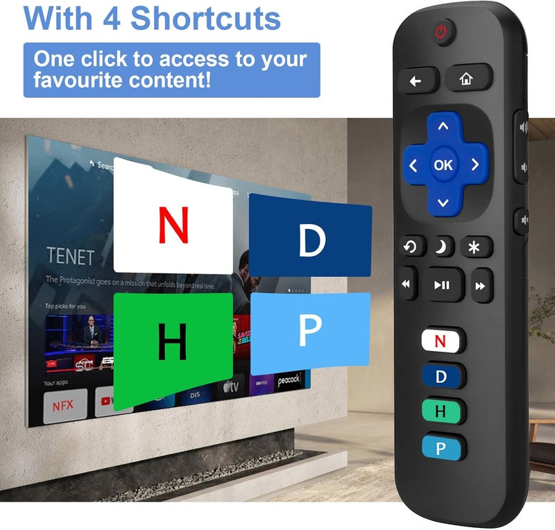 LOUTOC Replacement RC280 RC282 fit for TCL-Roku-TV-Remote-Control, Universal TV Remote for Roku Ruko Ruku Hisense, Onn, Sharp, Philips TVs - Image 2