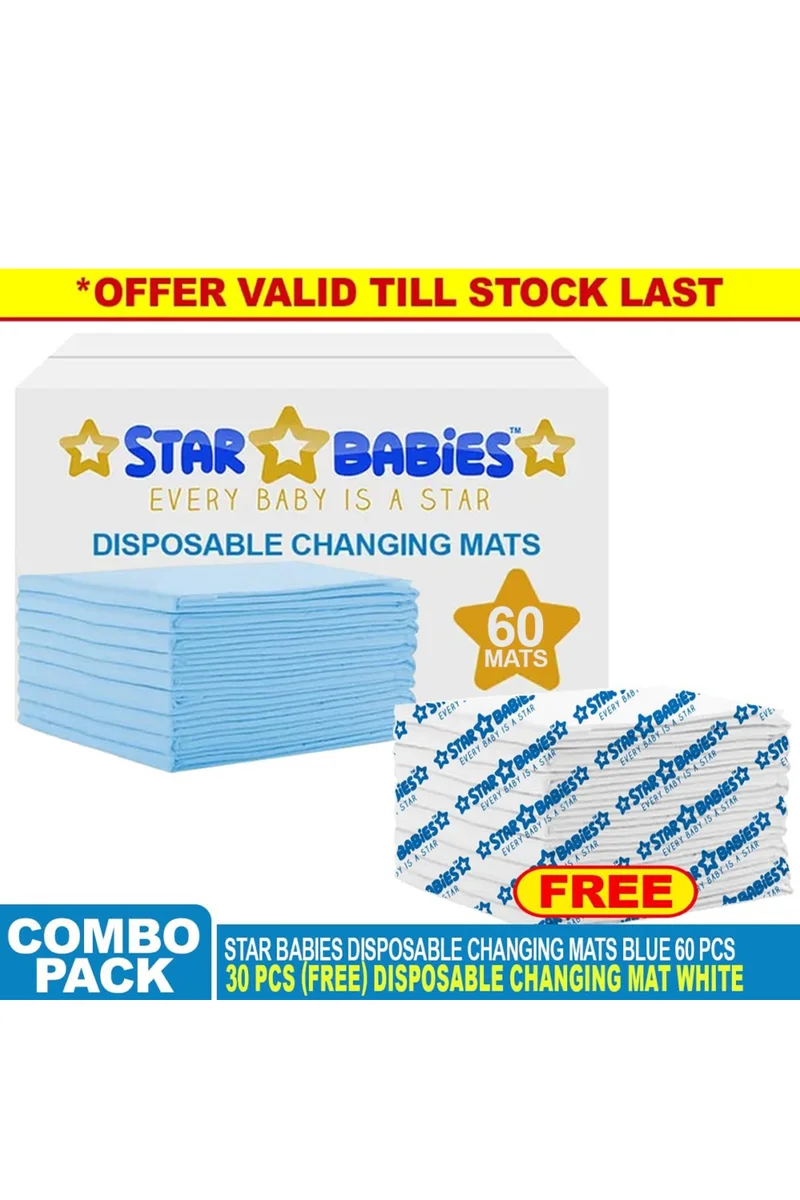 STAR BABiES Star Babies Disposable Changing mats Large (45 x 60cm) Pack of 60 - Blue