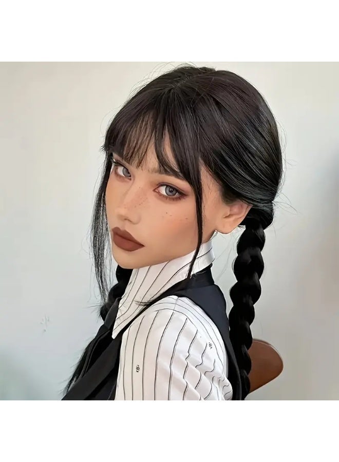 باروكة نسائية سوداء مضفرة بعقد مزدوجة - Image 1
