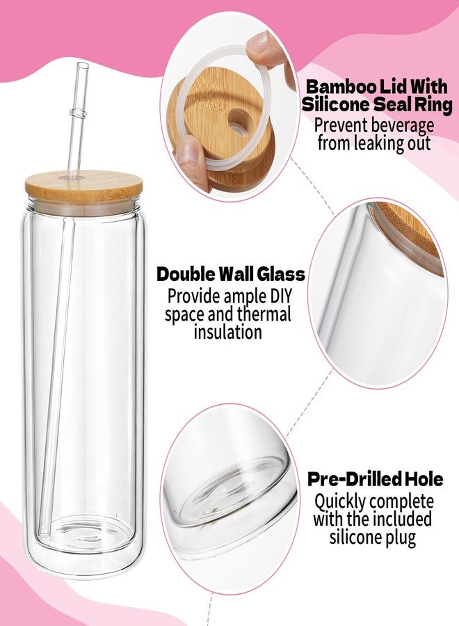 Foxtell 18 Pcs Snow Globe Tumbler DIY Kit 16 oz Pre Drilled Wall Double-Wall Snow Globe Cups with Lids Glitter Tools & Accessories Complete Craft Set for Making Custom Glitter Tumblers (Pink) - Image 3