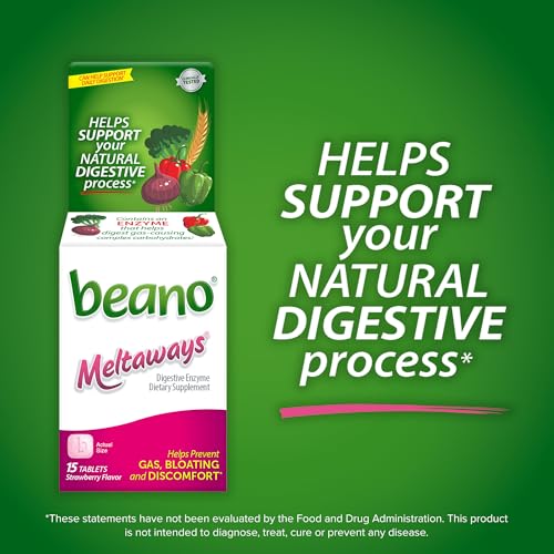 Beano Meltaways, Gas Prevention & Digestive Enzyme Supplement, Strawberry Flavor, 15 Count - Image 2