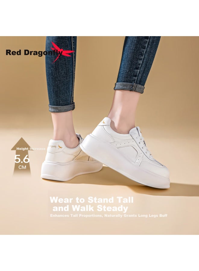 Red Dragonfly Women's Fashion Thick Sole Height Increasing Sneakers Casual Low-cut Shoes Epb35113 Beige Size 40