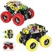 M SANMERSEN Monster Truck Toys for Ages 24 Friction Cars for Toddlers 13 Push and Go 360 Rotating Stunt Car for 2 Year Old Boys Girls Gifts 2 Pack Red and Yellow - Image 3